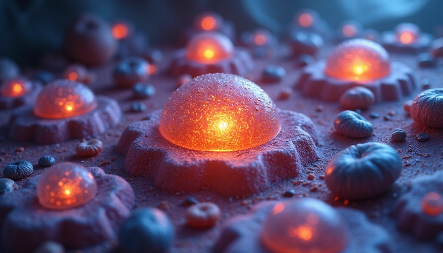 Microscopic view of healthy cells being protected by antioxidants, with glowing effects indicating cellular repair and vitality.